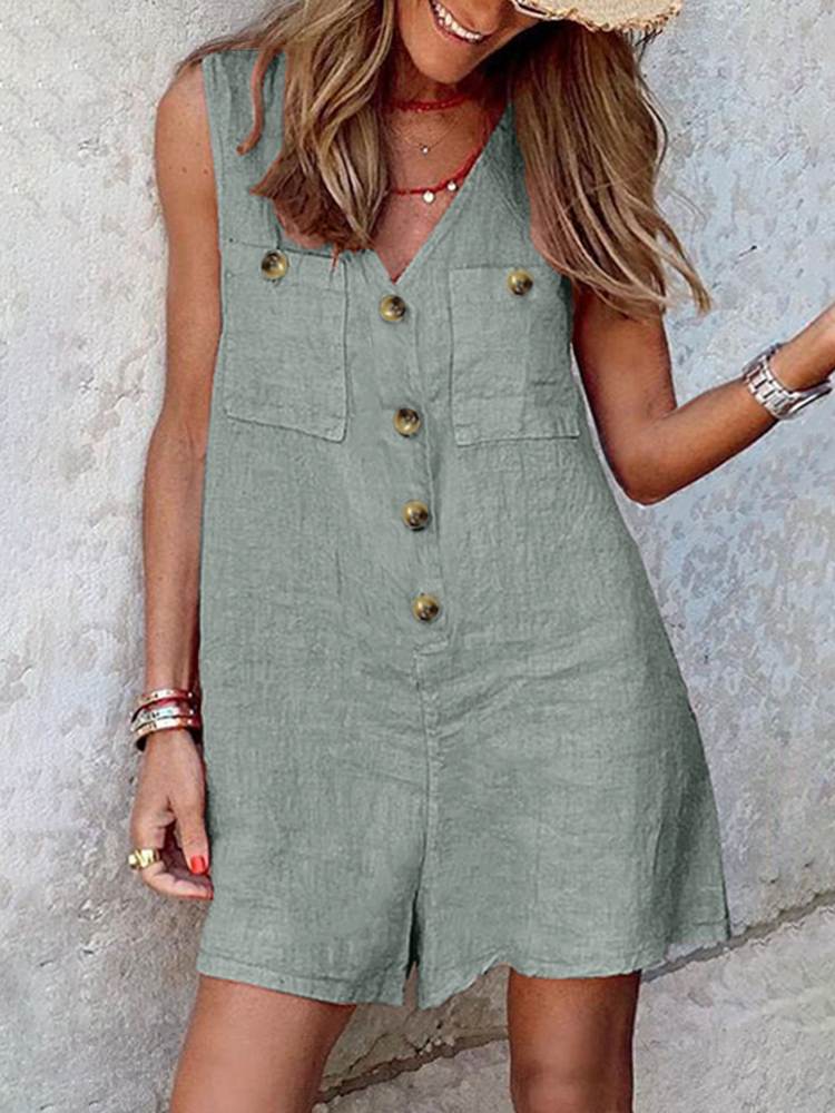 Combinaison short d'éte légère en Coton et lin