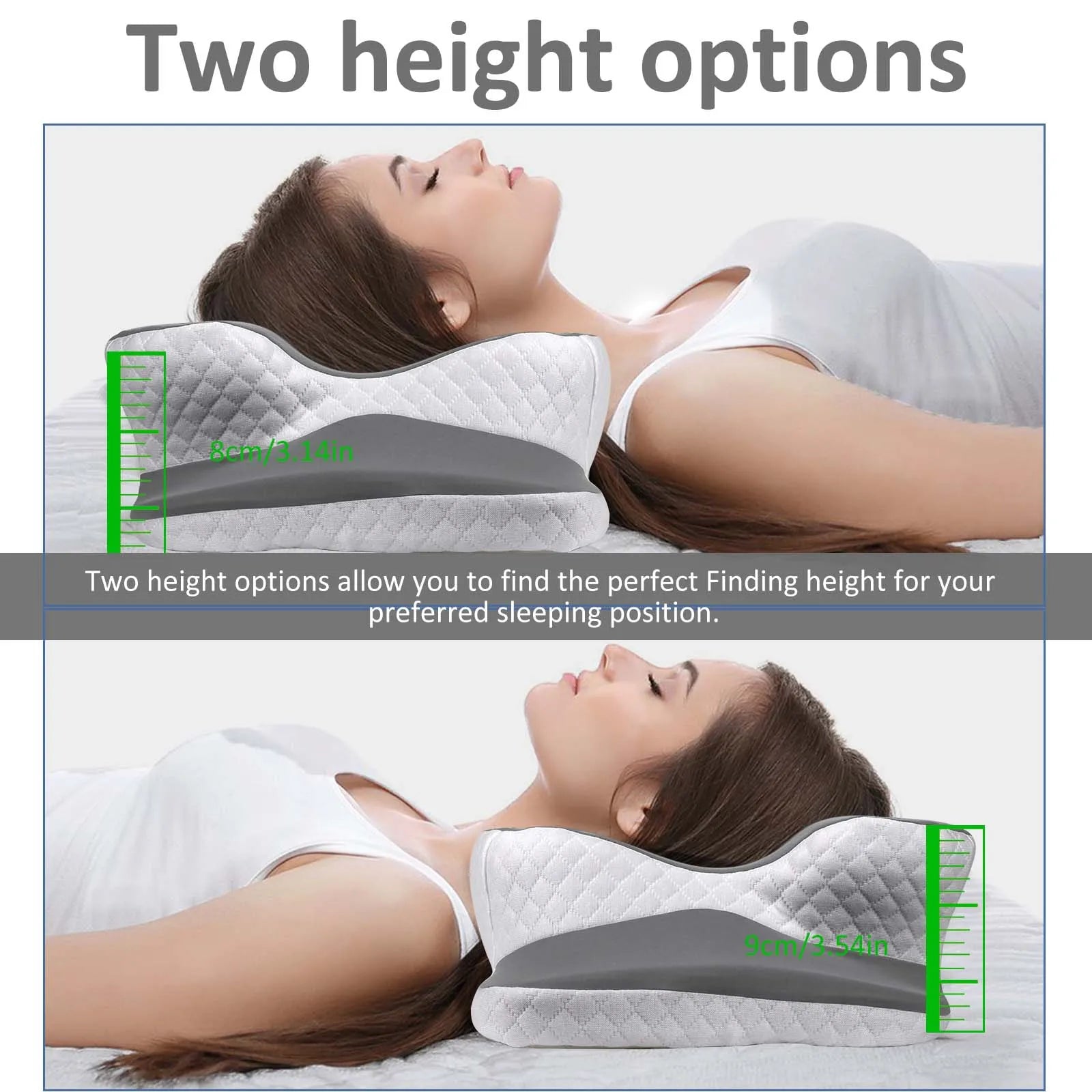 Oreiller Cervical en Mousse à Mémoire de Forme – Respirant, Ajustable & Effet Frais – Soutien du Cou pour Toutes Positions de Sommeil