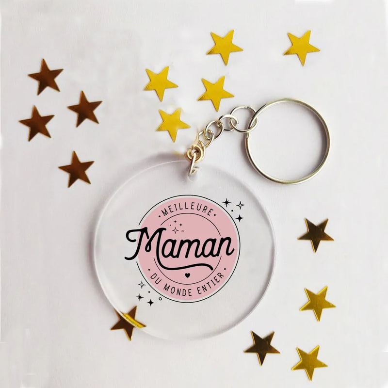 Idée cadeau - Porte-clé acrylique personnalisé papa, maman, tonton, mamie...