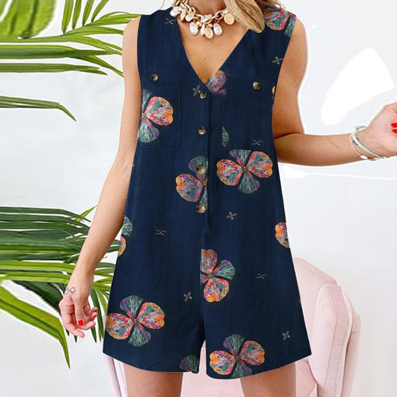 Combinaison short d'éte légère en Coton et lin