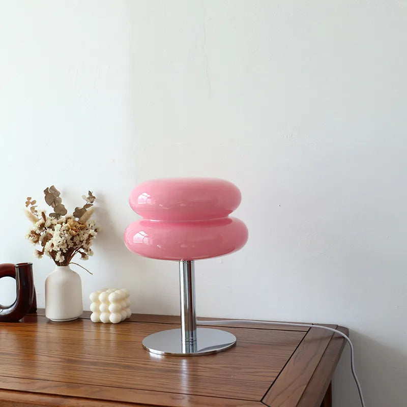 Lampe macaron en verre Rétro années 60