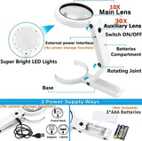 Loupe de bureau pliable LED 2 EN 1 - Zoom 30X 10X