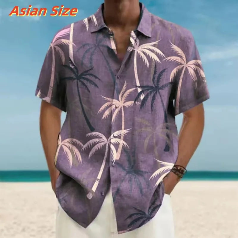 Chemise Hawaïenne à Manches Courtes & Motifs Palmiers