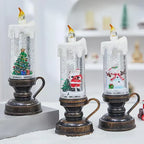 Bougie LED de Noël Effet Boule de Neige