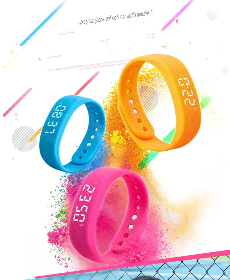 Bracelet Intelligent LED Étanche – Smartband avec Podomètre, Montre Numérique et Alarme Vibrante