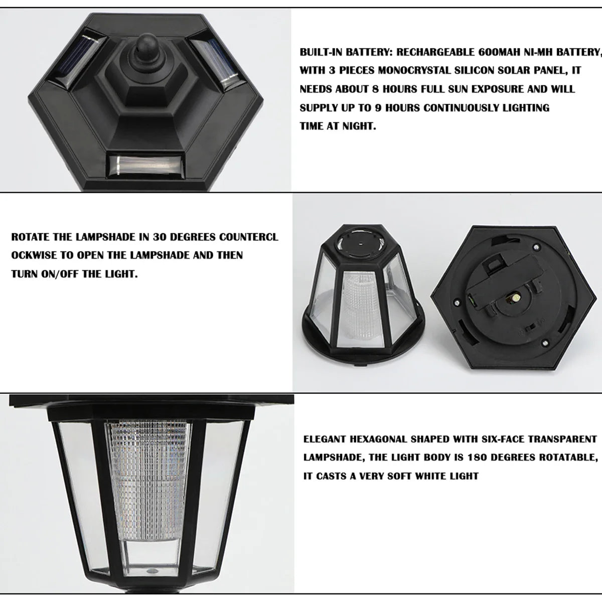 Set of 2 Vintage LED Solar Wall Lights