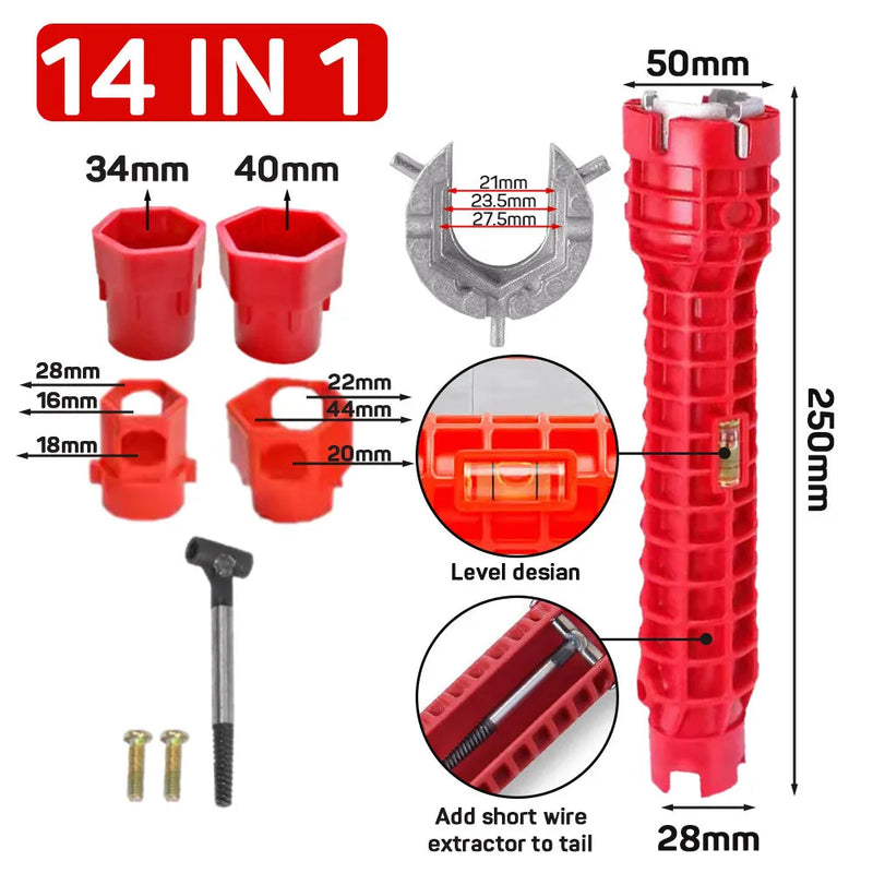 Kit Clé à Tuyau 14 en 1 - Installation Evier