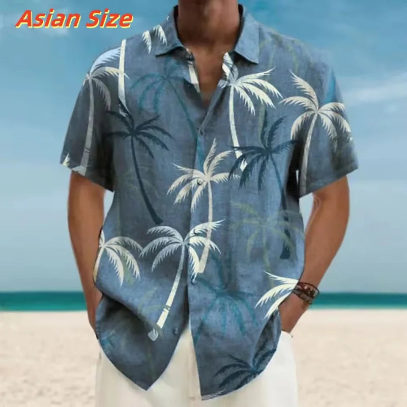 Chemise Hawaïenne à Manches Courtes & Motifs Palmiers