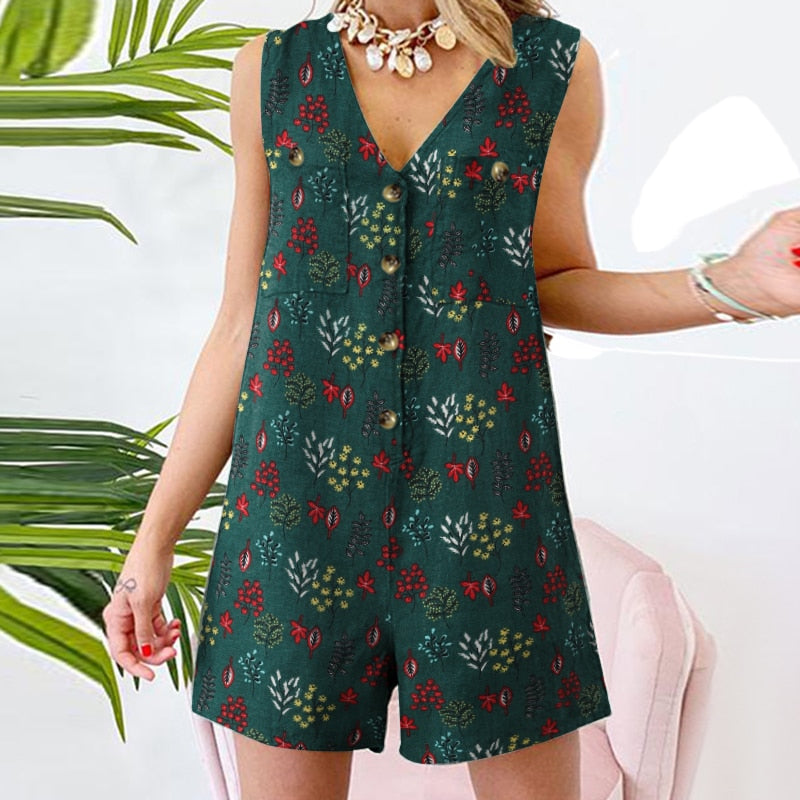 Combinaison short d'éte légère en Coton et lin