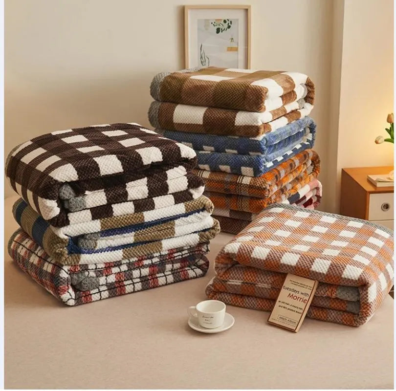 Plaid XXL ULTRA chaud en velours - Motifs carreaux