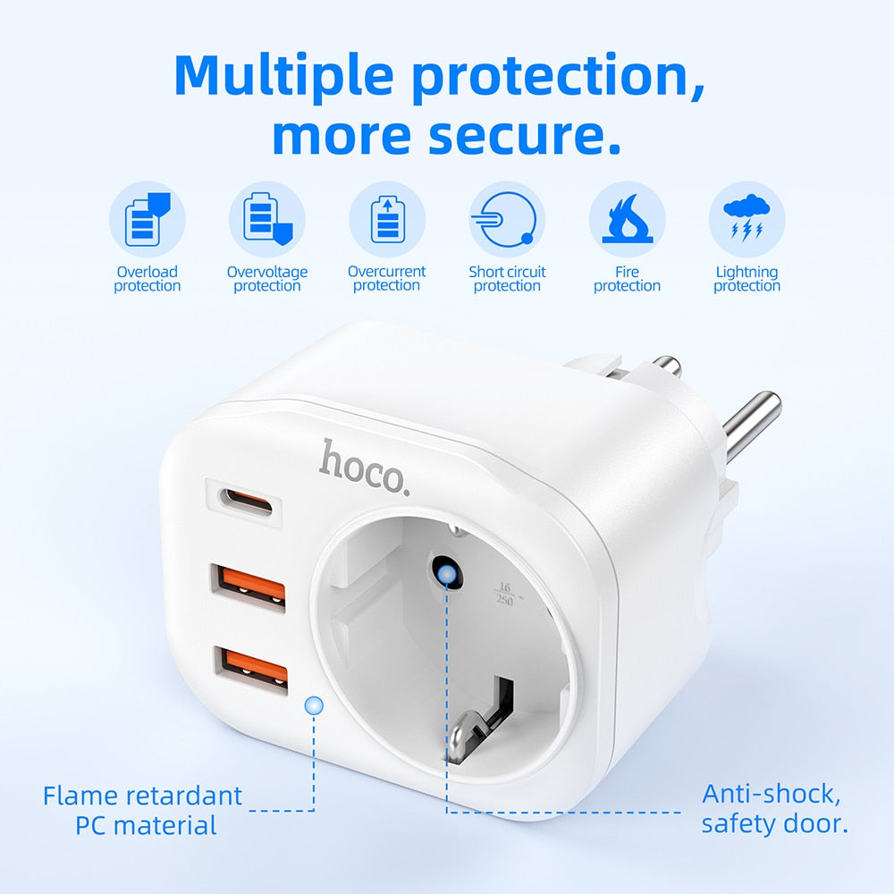 Multiprise charge rapide 4 en 1 - USB et USB Type C