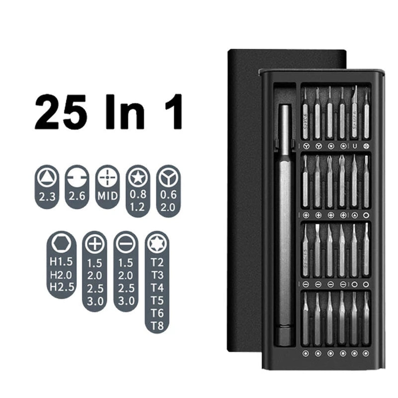 Kit de tournevis 25 en 1 avec embouts magnétiques