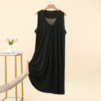 Robe de Nuit Femme en Modal – Col V à Volants, Coupe Ample et Confort Grande Taille