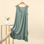 Robe de Nuit Femme en Modal – Col V à Volants, Coupe Ample et Confort Grande Taille