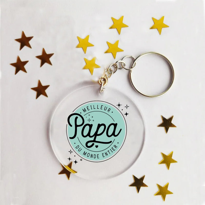 Idée cadeau - Porte-clé acrylique personnalisé papa, maman, tonton, mamie...