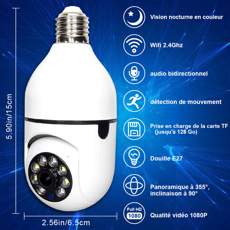 Caméra ampoule connectée - Vision HD 360°