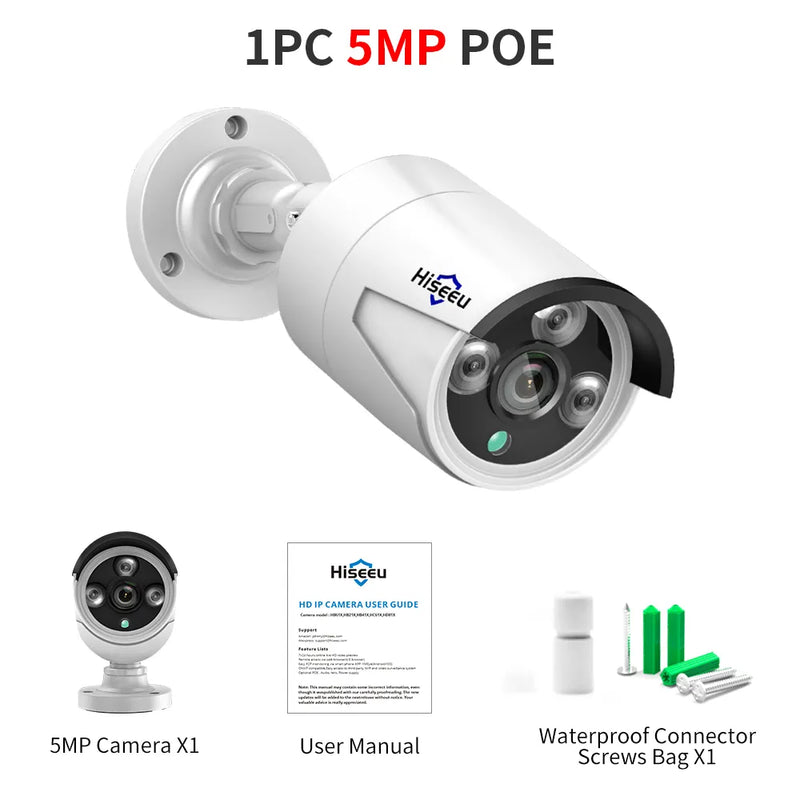 Hiseeu Caméra de sécurité 5MP étanche et vision nocturne