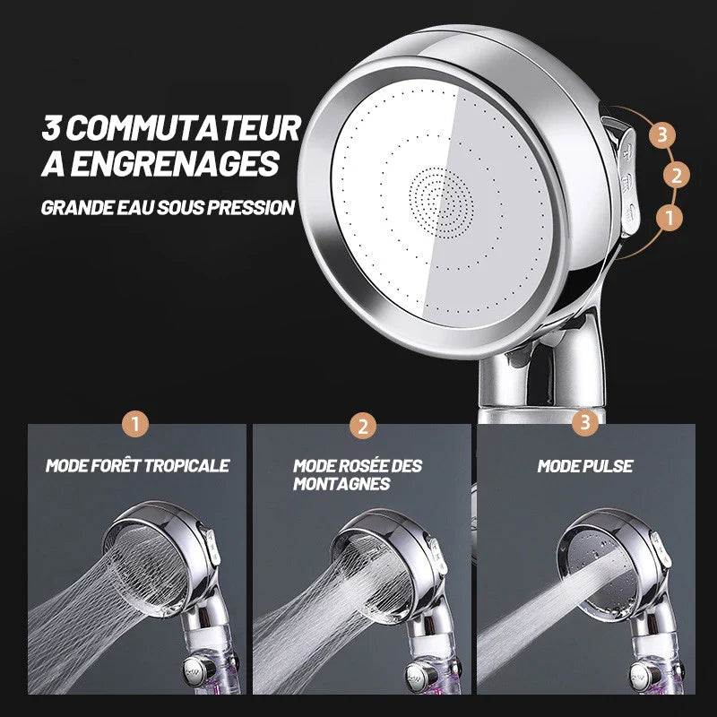 Pommeau de douche Filtrant Turbocompressé 3 Modes