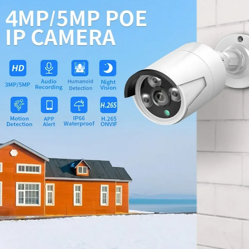 Hiseeu Caméra de sécurité 5MP étanche et vision nocturne