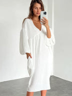 Vestido holgado informal con manga globo - Colección 2023